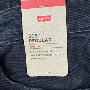 Levi's 505 Regular Jeans Black Stretch Straight Leg Men's 30x32 NWT