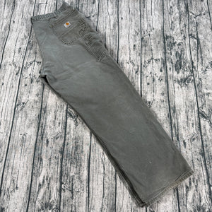 VTG Carhartt B01 MOS Moss Green Double Knee Pants Mens 42x32 USA Made Distressed