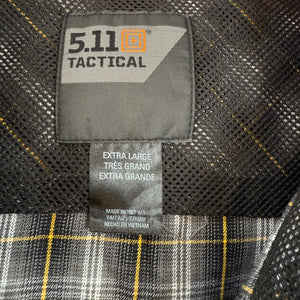 5.11 Tactical Shirt Mens XL Black Gray Yellow Plaid Cotton Concealed Snap NWOT