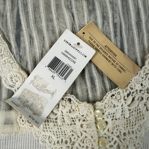 Denim & Supply Ralph Lauren Ivory Lace Mesh Long Sleeve Top XL NWT Romantic Boho