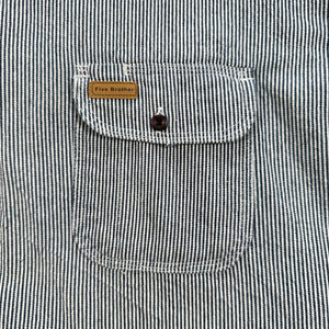 Five Brother Hickory Stripe Work Shirt Mens 2XL Heavyweight Cotton 1/2 Zip Blue