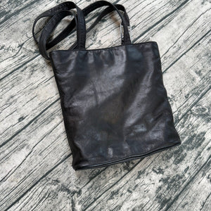 Ralph Lauren Black Leather Tote Bag Women’s Shoulder Purse RL Logo Charm