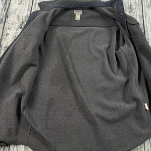 L.L. Bean Allagash Shirt Jacket Gray Fleece Snap Front Elbow Patches Men's M