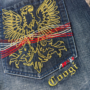 Coogi Men’s Denim Shorts W36 Embroidered Eagle Y2K Streetwear Hip Hop