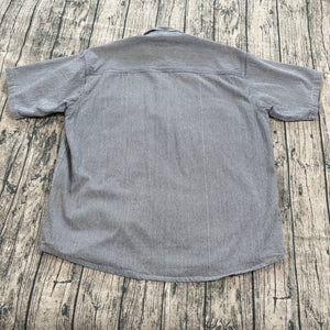 Five Brother Hickory Stripe Work Shirt Mens 2XL Heavyweight Cotton 1/2 Zip Blue