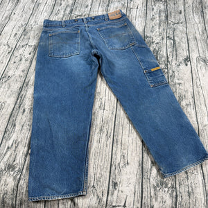 Distressed Prison Blues PRSN BLU Carpenter Jeans Mens 40x30 USA Double Knee