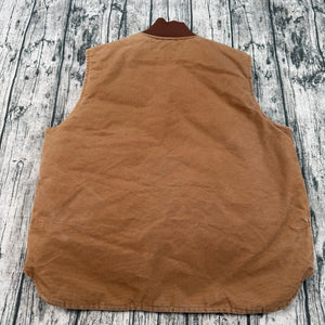 VTG Carhartt V01 BRN Canvas Vest Brown Quilted Lining Men’s XL USA Made