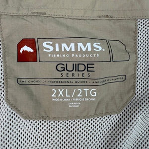 Simms Guide Series Fishing Shirt Tan Vented Long Sleeve Two Pocket Mens 2XL