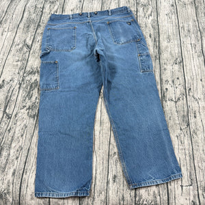 Vtg Key Work Jeans Carpenter Double Knee Denim Mens 42x30 Blue Utility Pants