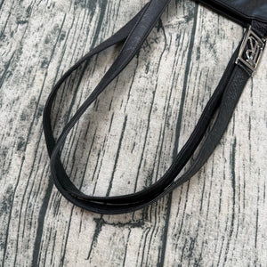 Ralph Lauren Black Leather Tote Bag Women’s Shoulder Purse RL Logo Charm