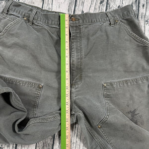 VTG Carhartt B01 MOS Moss Green Double Knee Pants Mens 42x32 USA Made Distressed