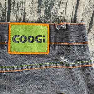 Vtg Y2K COOGI Colorful Neon Black Tetris Streetwear Denim Jean Shorts USA Made