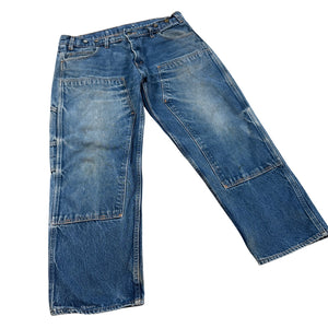 Distressed Prison Blues PRSN BLU Carpenter Jeans Mens 40x30 USA Double Knee