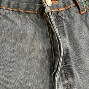 Vtg Y2K COOGI Colorful Neon Black Tetris Streetwear Denim Jean Shorts USA Made