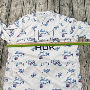 Huk Performance Fishing Long Sleeve Shirt XL White All Around Print