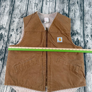 Vtg Carhartt Men's L Sherpa-Lined Vest V03 BRN USA Made