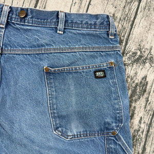 Vtg Key Work Jeans Carpenter Double Knee Denim Mens 42x30 Blue Utility Pants
