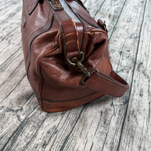 Fossil Lineage Framed Doctor/Lawyer Gladstone Bag – Cognac Brown Genuine Leather