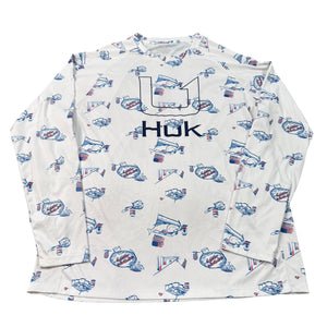 Huk Performance Fishing Long Sleeve Shirt XL White All Around Print