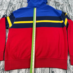 Vtg 90s Polo Ralph Lauren Spellout P-93 Patch Hoodie Sweatshirt Size M Retro Y2K