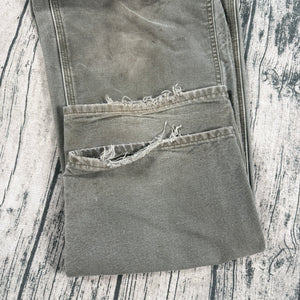VTG Carhartt B01 MOS Moss Green Double Knee Pants Mens 42x32 USA Made Distressed