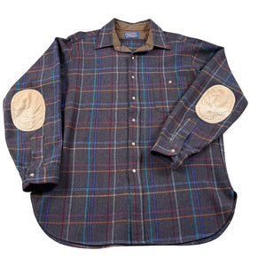 Vintage Pendleton Mens Shirt Large Wool Elbow Patch Board USA