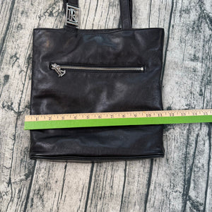 Ralph Lauren Black Leather Tote Bag Women’s Shoulder Purse RL Logo Charm