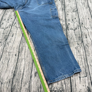Vtg Key Work Jeans Carpenter Double Knee Denim Mens 42x30 Blue Utility Pants