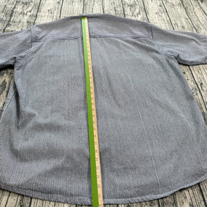 Five Brother Hickory Stripe Work Shirt Mens 2XL Heavyweight Cotton 1/2 Zip Blue