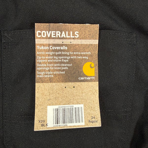 Carhartt Yukon Extremes Coveralls X06 BLK Men’s 34 R Arctic Quilt Insulated NEW