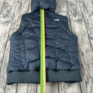 The North Face 550 Down Hooded Puffer Vest Women’s M Navy Goose Down Zip