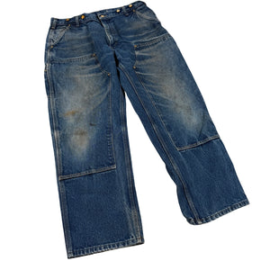Carhartt B07 DNM Carpenter Jeans Mens 38x30 Dirt Stains Dungaree Fit Double Knee