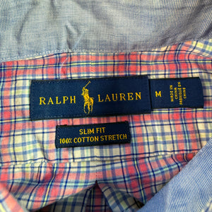Ralph Lauren Slim Fit Plaid Button Down Shirt Mens Medium Cotton Stretch