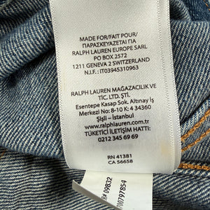 Polo Ralph Lauren Distressed Denim Trucker Jacket American Flag Patch Men's M