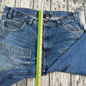 Distressed Prison Blues PRSN BLU Carpenter Jeans Mens 40x30 USA Double Knee