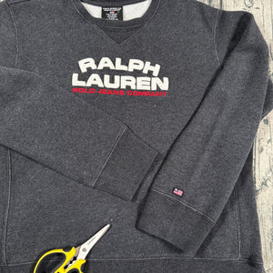 VTG Ralph Lauren Polo Jeans Sweatshirt Spell Out Embroidered RL Flag Men's M