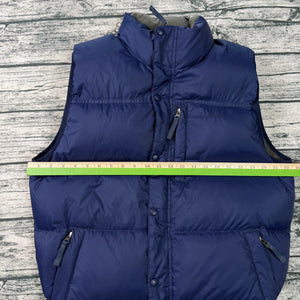 L.L. Bean Down Puffer Vest Goose Down Navy Blue Men's L Zip Snap Front