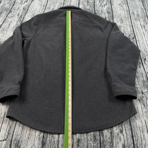 L.L. Bean Allagash Shirt Jacket Gray Fleece Snap Front Elbow Patches Men's M