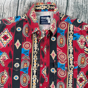 WRANGLER Western Shirt Mens 15 1/2-35 XLong AZTEC Brushpopper USA Made