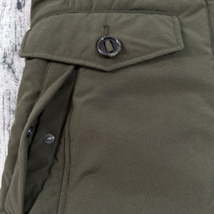 UNIQLO Ultra Warm Down Short Coat Parka Olive Green Faux-Fur Hood Women's Sm