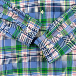 Ralph Lauren Men's Classic Fit Plaid Oxford Button Down LS Cotton Blue/Green Shirt XXL