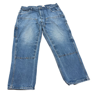 Vtg Key Work Jeans Carpenter Double Knee Denim Mens 42x30 Blue Utility Pants