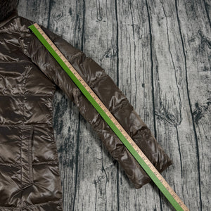 UNIQLO Brown Down Puffer Jacket Faux Fur Hood Women’s Size M Long Quilted Coat