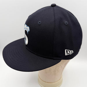 Supreme New Era 59FIFTY Navy Wool Fitted Cap Ice S Logo Size 7 3/8