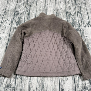 VTG Patagonia Hybrid Fleece Quilted Jacket W777S Full Zip Brown USA Made Women's S