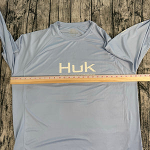 HUK Fishing Shirt Blue Performance Stretch Lightweight UPF Men's XXL