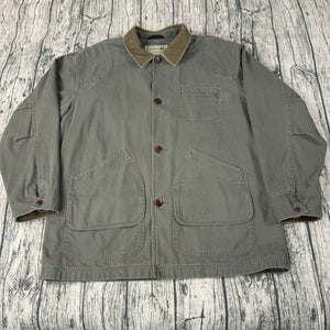 L.L. Bean Canvas Barn Chore Jacket Plaid Liner Men's XL Green