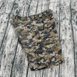 Carhartt Relaxed Fit Cargo Shorts Camo Digital Ripstop Cotton 101563 Men’s 32