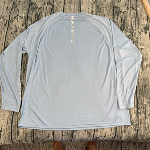 HUK Fishing Shirt Blue Performance Stretch Lightweight UPF Men's XXL