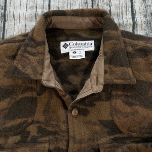 Columbia Gallatin Range Wool Blend Jacket Outfitter Brown Camo Hunting Shirt XL